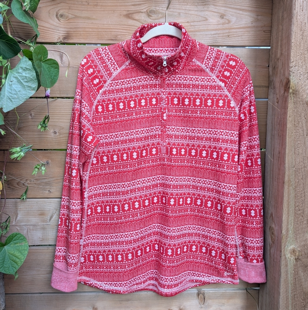 KAVU Women's Large Quarter Zip Up Sweater Long Sleeved Outdoor Base Layer